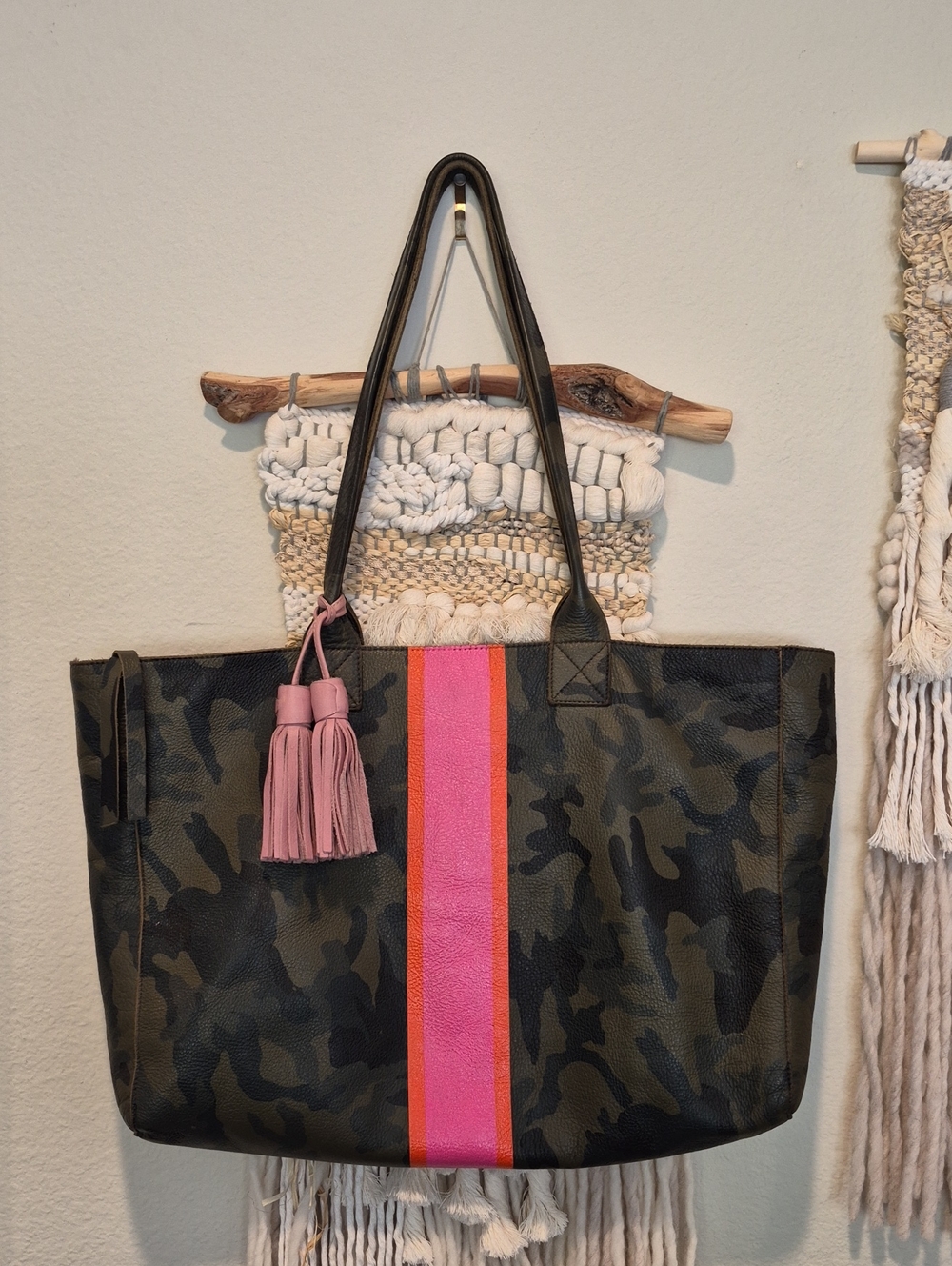 Not Rational Camo Leather Noha Diaper Bag Everyday Tote Bag, Zipper Closure